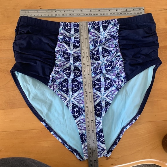 Adore Me Women's 2X Swim Bottom Navy and Aqua Floral Full Coverage NWT Lined - Picture 5 of 6